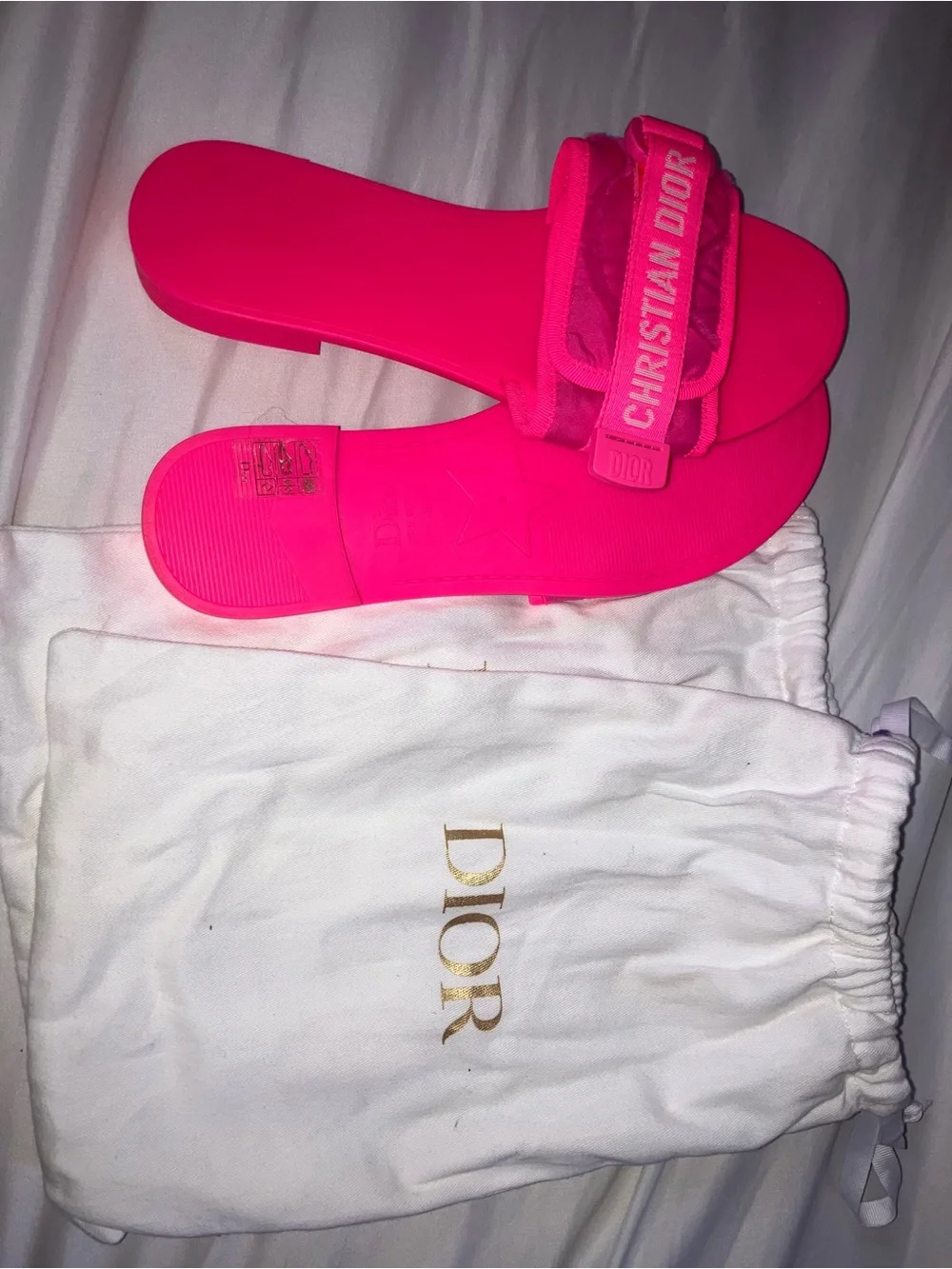 Dior Hot Pink Christian Dior Logo Slide Slides - Picture 2 of 5